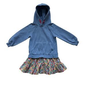 Mini Boden Floral Hooded Sweatshirt Dress Size 5-6y